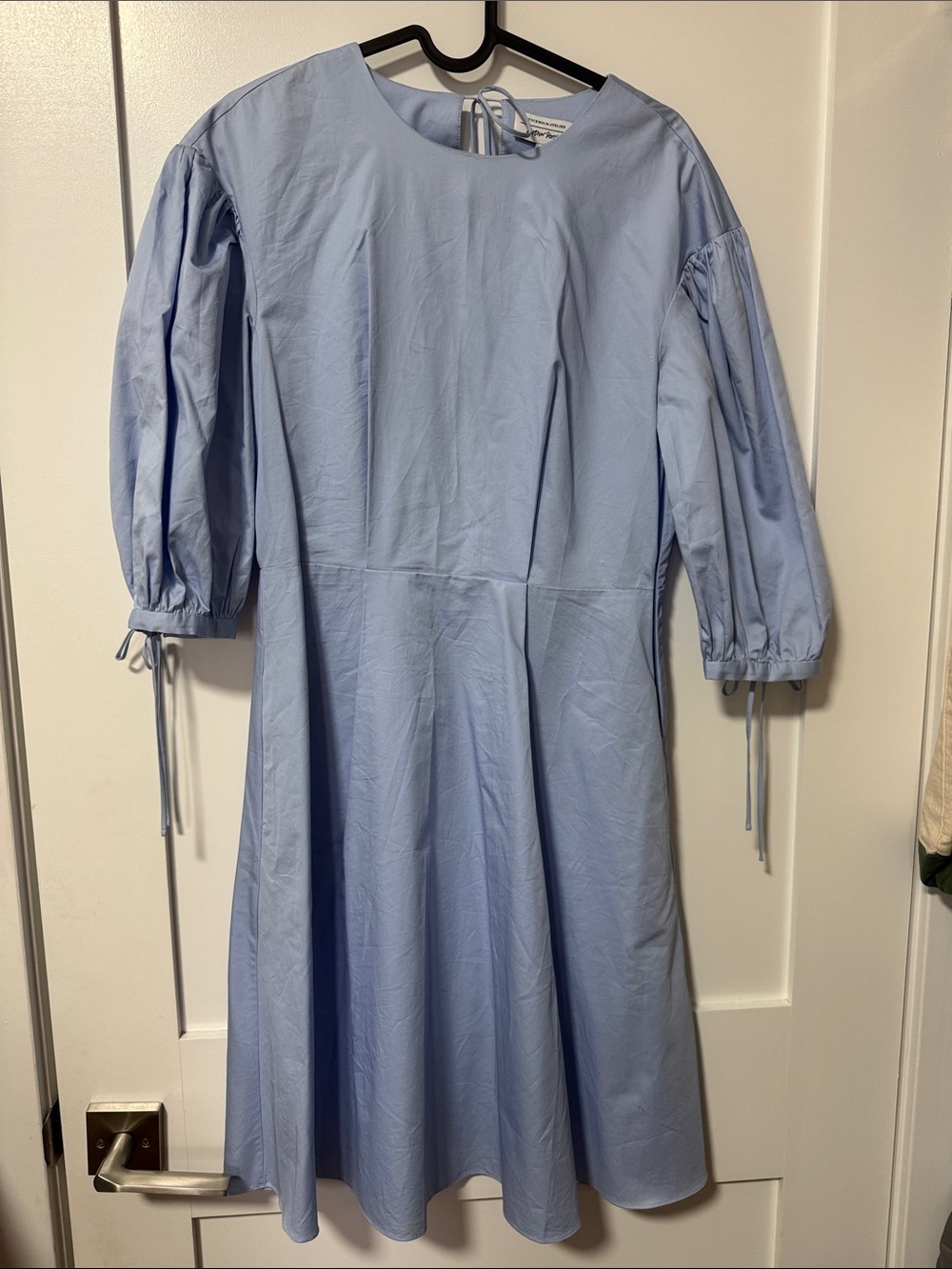 & Other Stories Light Blue Puff-Sleeve Cotton Dress